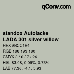 Color code: standox Autolacke - LADA 301 silver willow | qconv.com