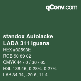 Código de color: standox Autolacke - LADA 311 iguana | qconv.com