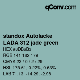 Color code: standox Autolacke - LADA 312 jade green | qconv.com