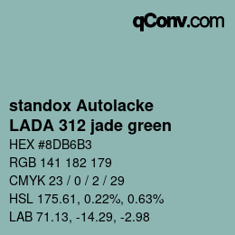 Color code: standox Autolacke - LADA 312 jade green | qconv.com