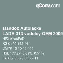 Color code: standox Autolacke - LADA 313 vodoley OEM 2006 | qconv.com