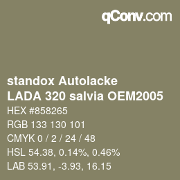 Color code: standox Autolacke - LADA 320 salvia OEM2005 | qconv.com