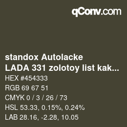 Code couleur: standox Autolacke - LADA 331 zolotoy list kakhi | qconv.com