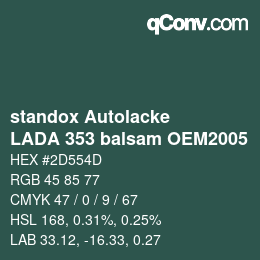 Color code: standox Autolacke - LADA 353 balsam OEM2005 | qconv.com