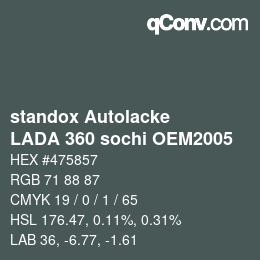 Farbcode: standox Autolacke - LADA 360 sochi OEM2005 | qconv.com