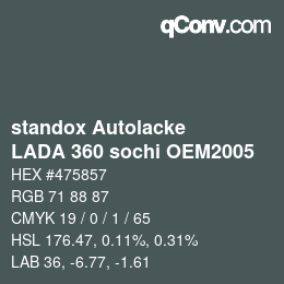 Color code: standox Autolacke - LADA 360 sochi OEM2005 | qconv.com