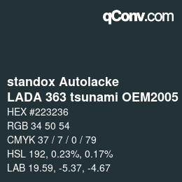 Color code: standox Autolacke - LADA 363 tsunami OEM2005 | qconv.com