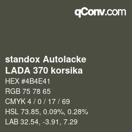 Color code: standox Autolacke - LADA 370 korsika | qconv.com