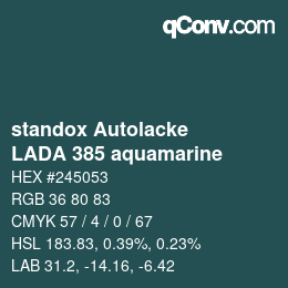 Código de color: standox Autolacke - LADA 385 aquamarine | qconv.com