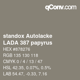 Code couleur: standox Autolacke - LADA 387 papyrus | qconv.com