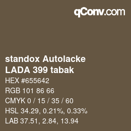 Color code: standox Autolacke - LADA 399 tabak | qconv.com