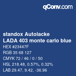 カラーコード: standox Autolacke - LADA 403 monte carlo blue | qconv.com