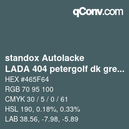 Color code: standox Autolacke - LADA 404 petergolf dk green | qconv.com