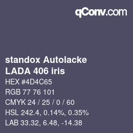 Color code: standox Autolacke - LADA 406 iris | qconv.com