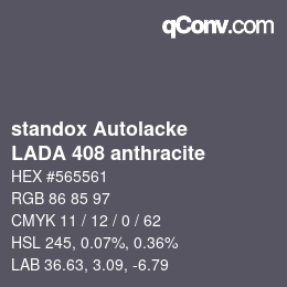 Code couleur: standox Autolacke - LADA 408 anthracite | qconv.com
