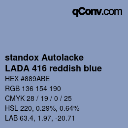 Code couleur: standox Autolacke - LADA 416 reddish blue | qconv.com