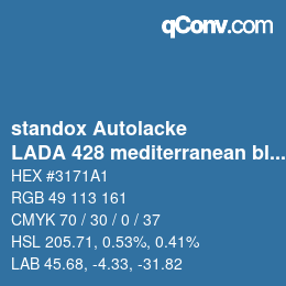 Color code: standox Autolacke - LADA 428 mediterranean blue | qconv.com