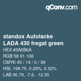 Color code: standox Autolacke - LADA 430 fregat green | qconv.com