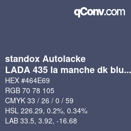 Code couleur: standox Autolacke - LADA 435 la manche dk blue | qconv.com