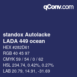 Código de color: standox Autolacke - LADA 449 ocean | qconv.com