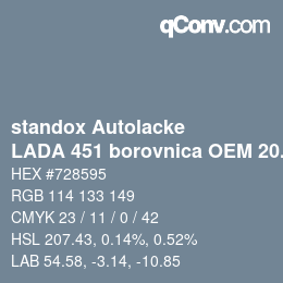 Color code: standox Autolacke - LADA 451 borovnica OEM 2006 | qconv.com