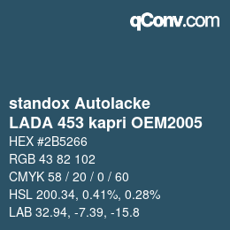 Color code: standox Autolacke - LADA 453 kapri OEM2005 | qconv.com
