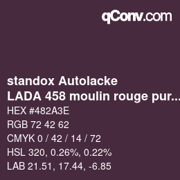 Code couleur: standox Autolacke - LADA 458 moulin rouge purple | qconv.com