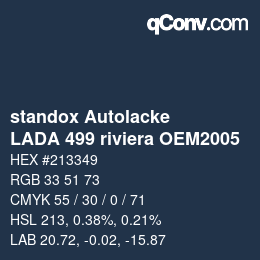 Código de color: standox Autolacke - LADA 499 riviera OEM2005 | qconv.com