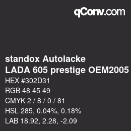 Color code: standox Autolacke - LADA 605 prestige OEM2005 | qconv.com