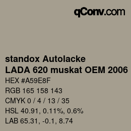Color code: standox Autolacke - LADA 620 muskat OEM 2006 | qconv.com