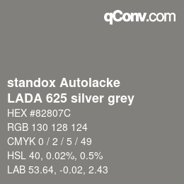 Color code: standox Autolacke - LADA 625 silver grey | qconv.com