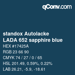 Color code: standox Autolacke - LADA 652 sapphire blue | qconv.com