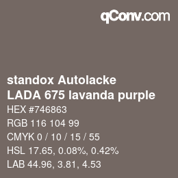 Código de color: standox Autolacke - LADA 675 lavanda purple | qconv.com