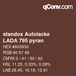 Farbcode: standox Autolacke - LADA 795 pyran | qconv.com