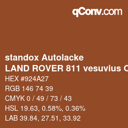 Color code: standox Autolacke - LAND ROVER 811 vesuvius OEM 2006 | qconv.com