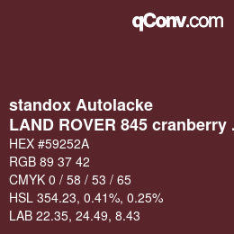 Color code: standox Autolacke - LAND ROVER 845 cranberry red | qconv.com