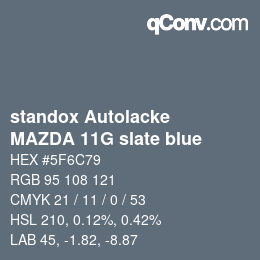 Código de color: standox Autolacke - MAZDA 11G slate blue | qconv.com
