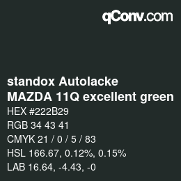 Color code: standox Autolacke - MAZDA 11Q excellent green | qconv.com