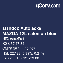Code couleur: standox Autolacke - MAZDA 12L salomon blue | qconv.com