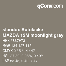 Código de color: standox Autolacke - MAZDA 12M moonlight gray | qconv.com