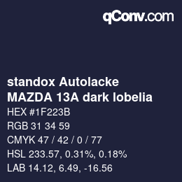 Código de color: standox Autolacke - MAZDA 13A dark lobelia | qconv.com