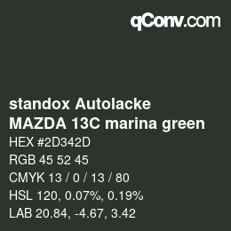 Color code: standox Autolacke - MAZDA 13C marina green | qconv.com