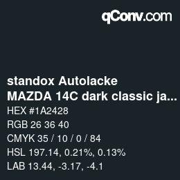 Farbcode: standox Autolacke - MAZDA 14C dark classic jade | qconv.com