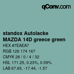 Color code: standox Autolacke - MAZDA 14D greece green | qconv.com
