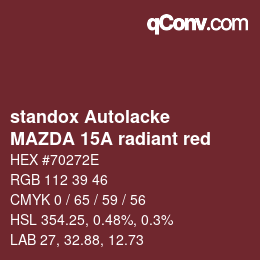 Color code: standox Autolacke - MAZDA 15A radiant red | qconv.com