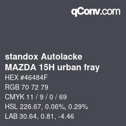 Farbcode: standox Autolacke - MAZDA 15H urban fray | qconv.com