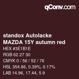 Farbcode: standox Autolacke - MAZDA 15Y autumn red | qconv.com