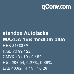 Code couleur: standox Autolacke - MAZDA 16S medium blue | qconv.com