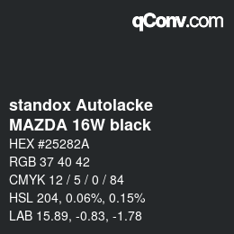 Color code: standox Autolacke - MAZDA 16W black | qconv.com