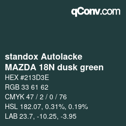 Farbcode: standox Autolacke - MAZDA 18N dusk green | qconv.com